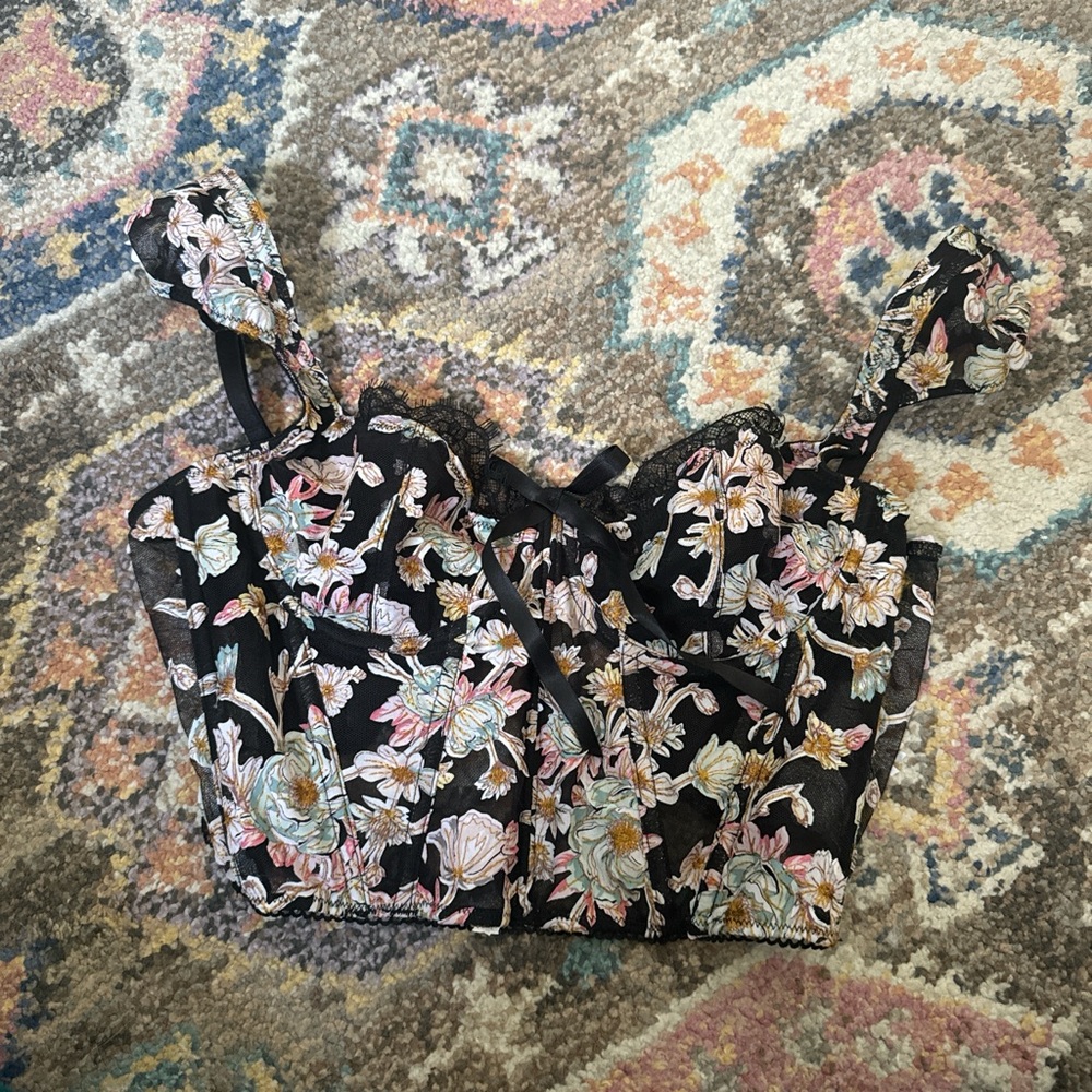 Victoria's Secret Black Bustier Embellished Top
